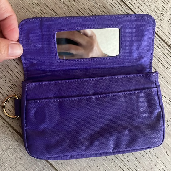 Ralph Lauren mini pouch with mirror purple like new gold details zip back - Picture 3 of 7